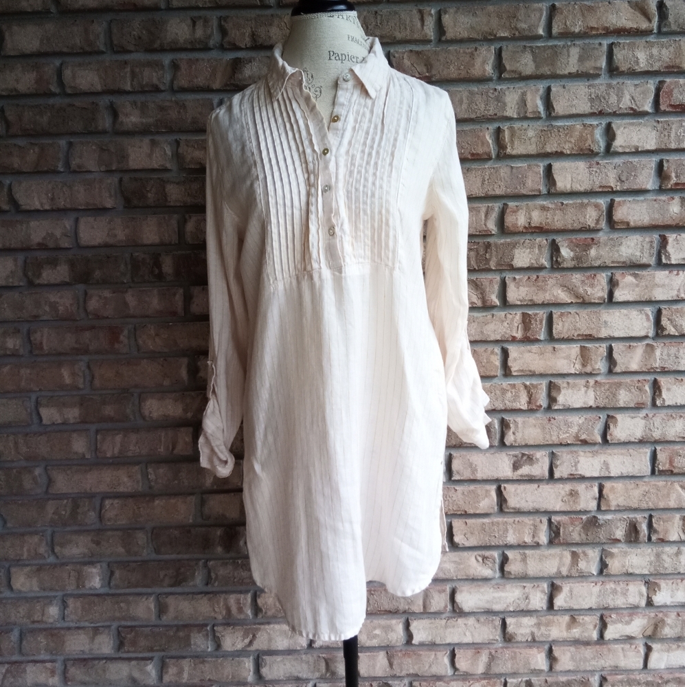 Cynthia Rowley 100% Linen Tunic Top.